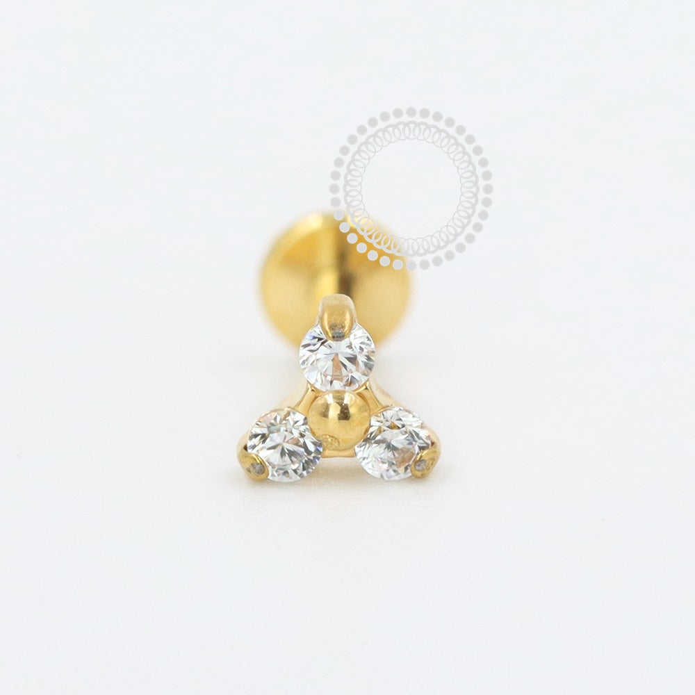 PVD106 Labret Trinity Model 2 Steel PVD Gold