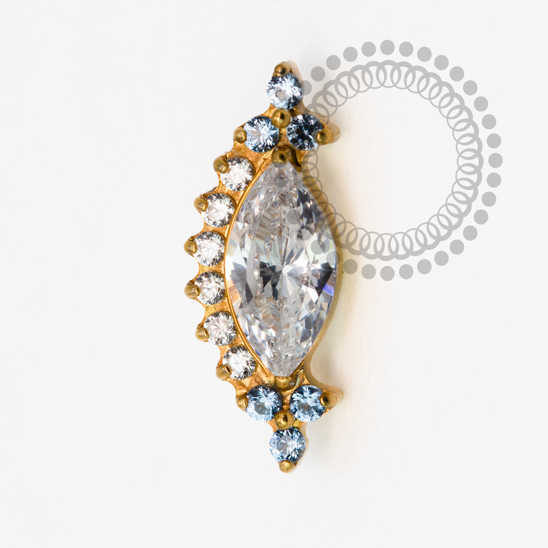 TN2048 Topo Big Navete Cz Laterais Titânio PVD Gold