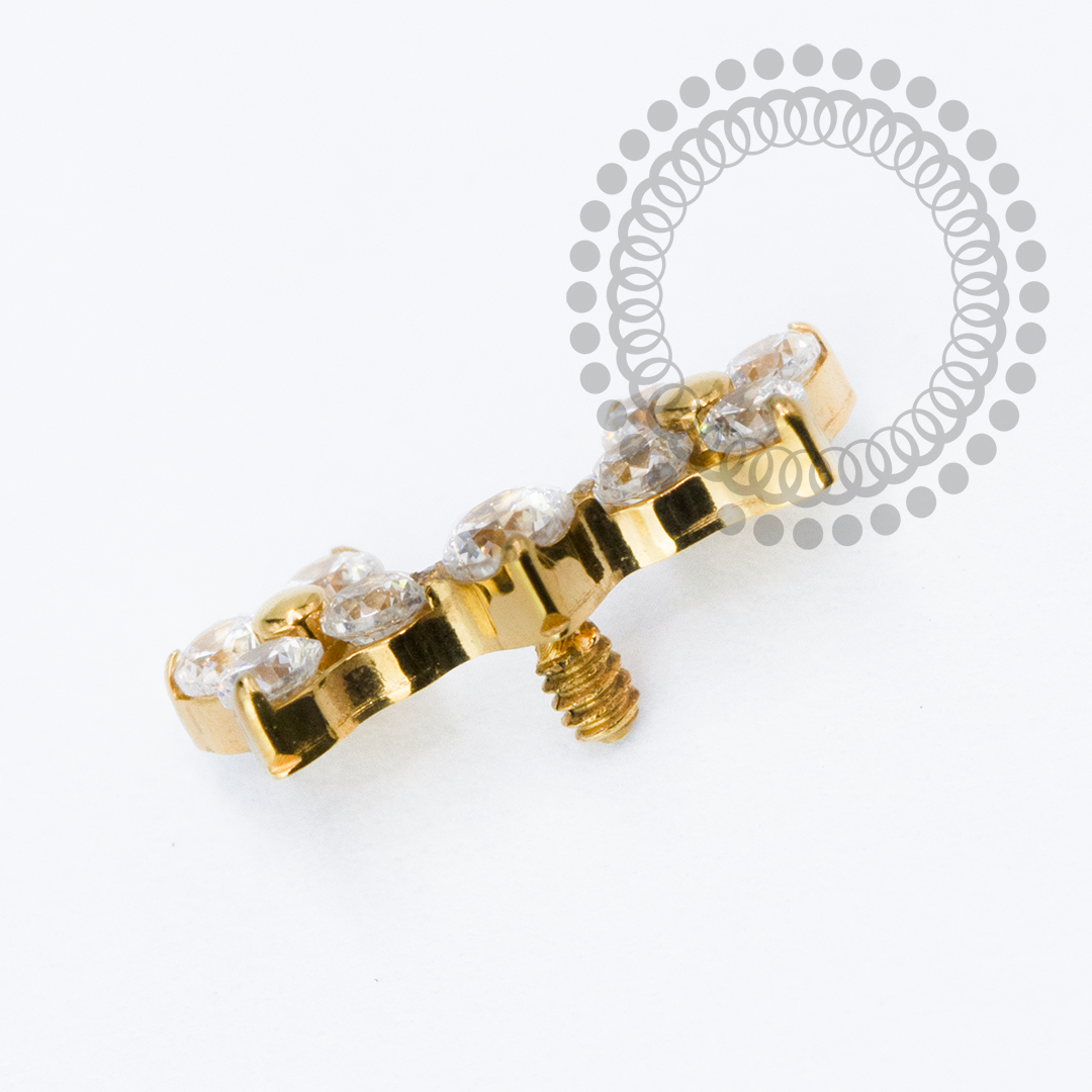 TN2259 Topo Mini Cluster Trinitys e CZ Central Titânio PVD Gold
