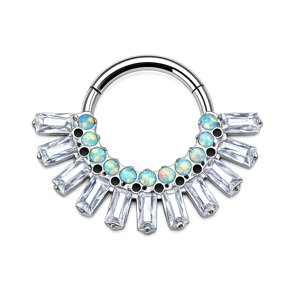 TN1238 Opal-CZ Segment Titanium Baguettes