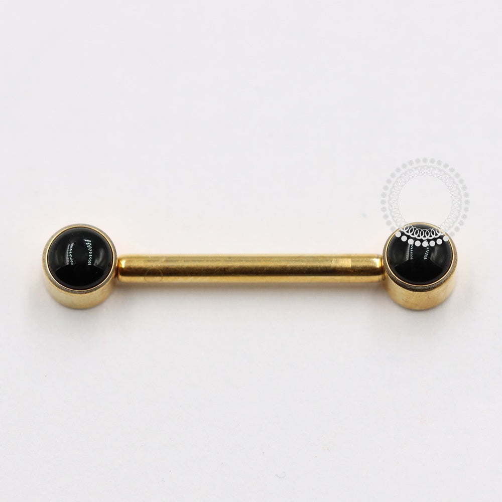 TN1121 Nipple Stone Onyx Titanium PVD Gold