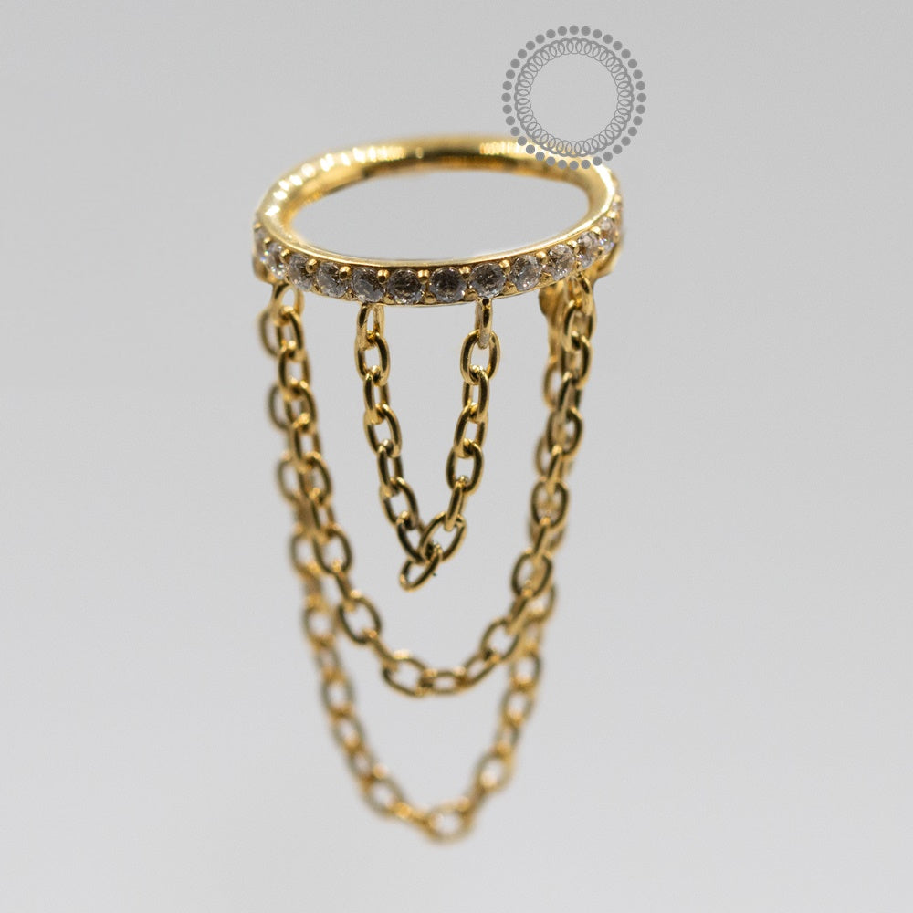 TN1128 Studded Segment with Titanium Chain ASTM F-136 PVD Gold