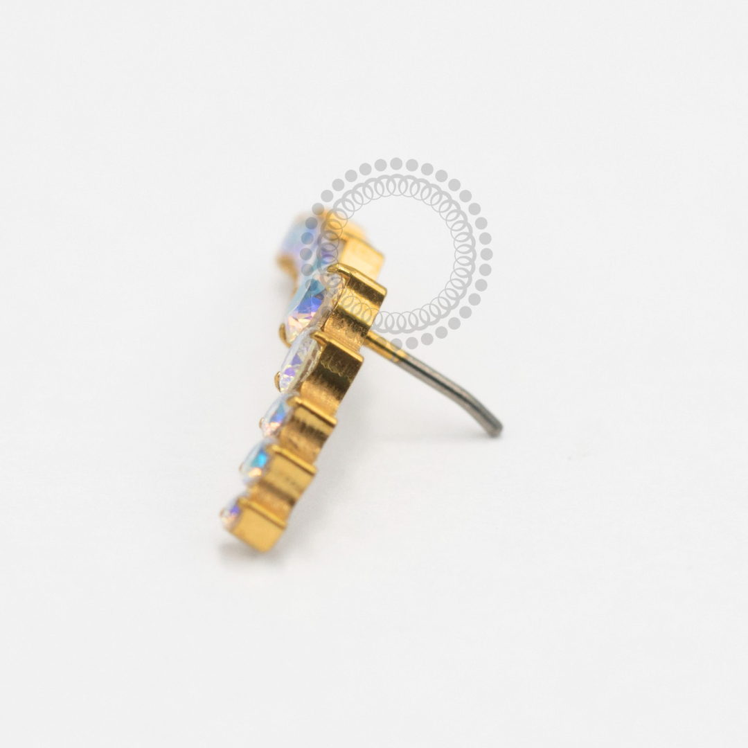 TN2379 Topo Cluster CZ Boreal Push Pin Titânio PVD Gold