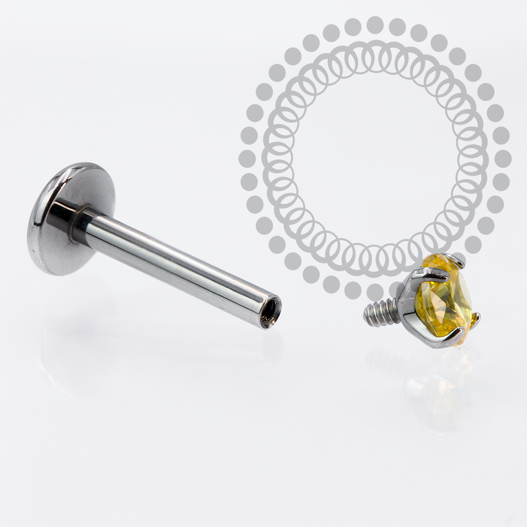 TN2139 Labret CZ Amarela Titânio ASTM F136