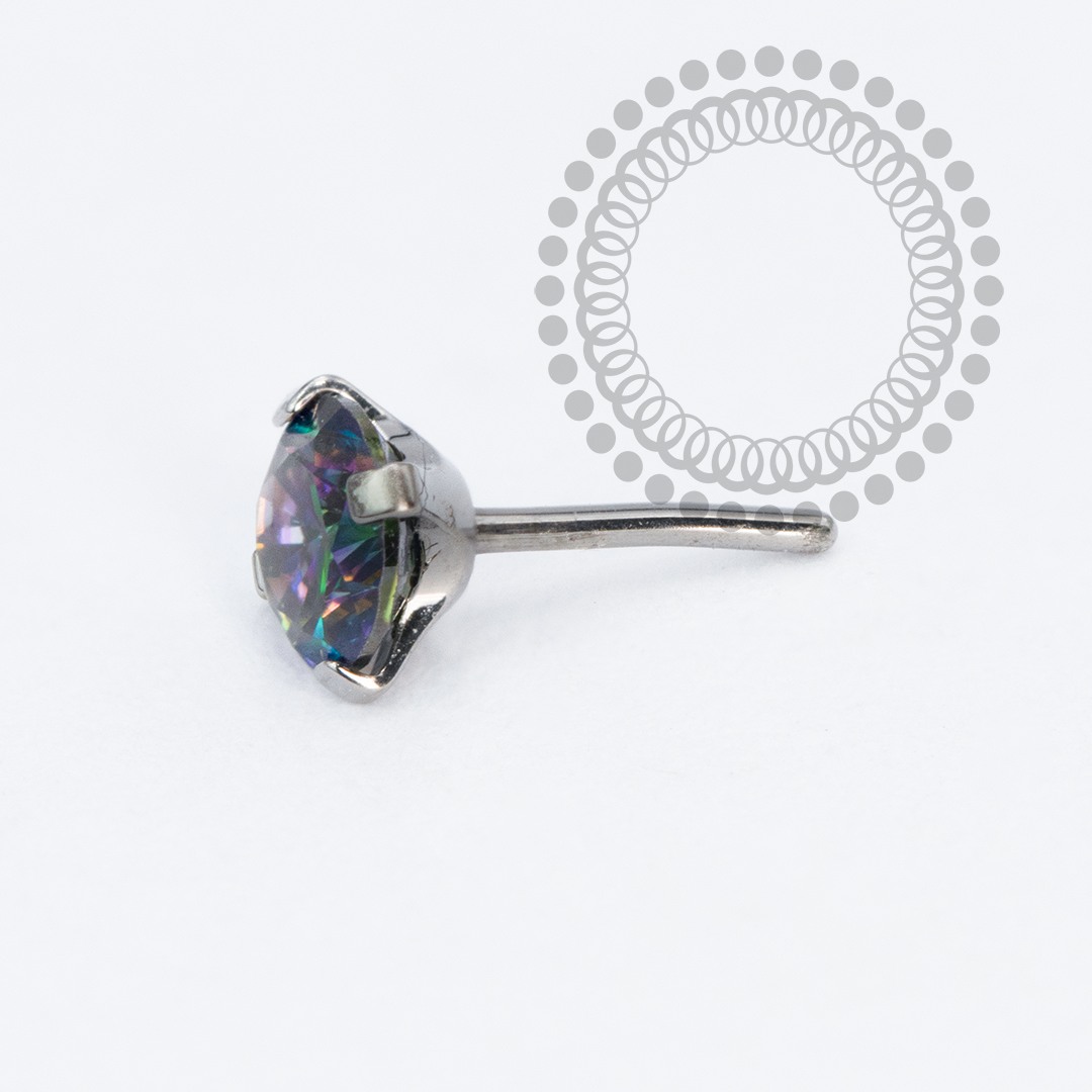 TN2221 Topo CZ Vitrail Medium Push Pin Titânio ASTM F136