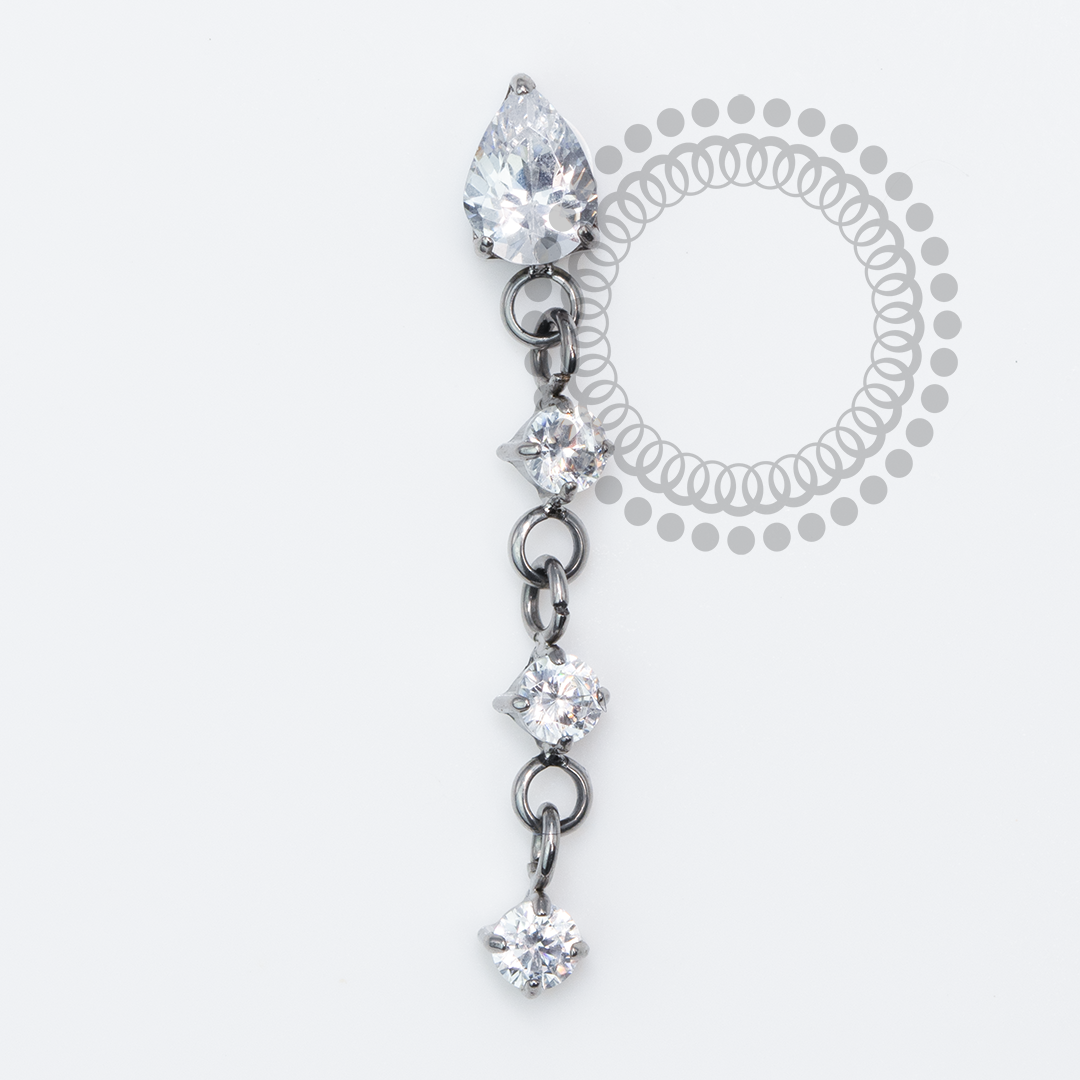 TN2038 Topo Pingente Gota CZ Titânio ASTM F136