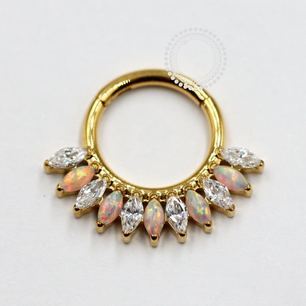 TN1127 Navetes Segment Crystal / Opal Titanium ASTM F-136