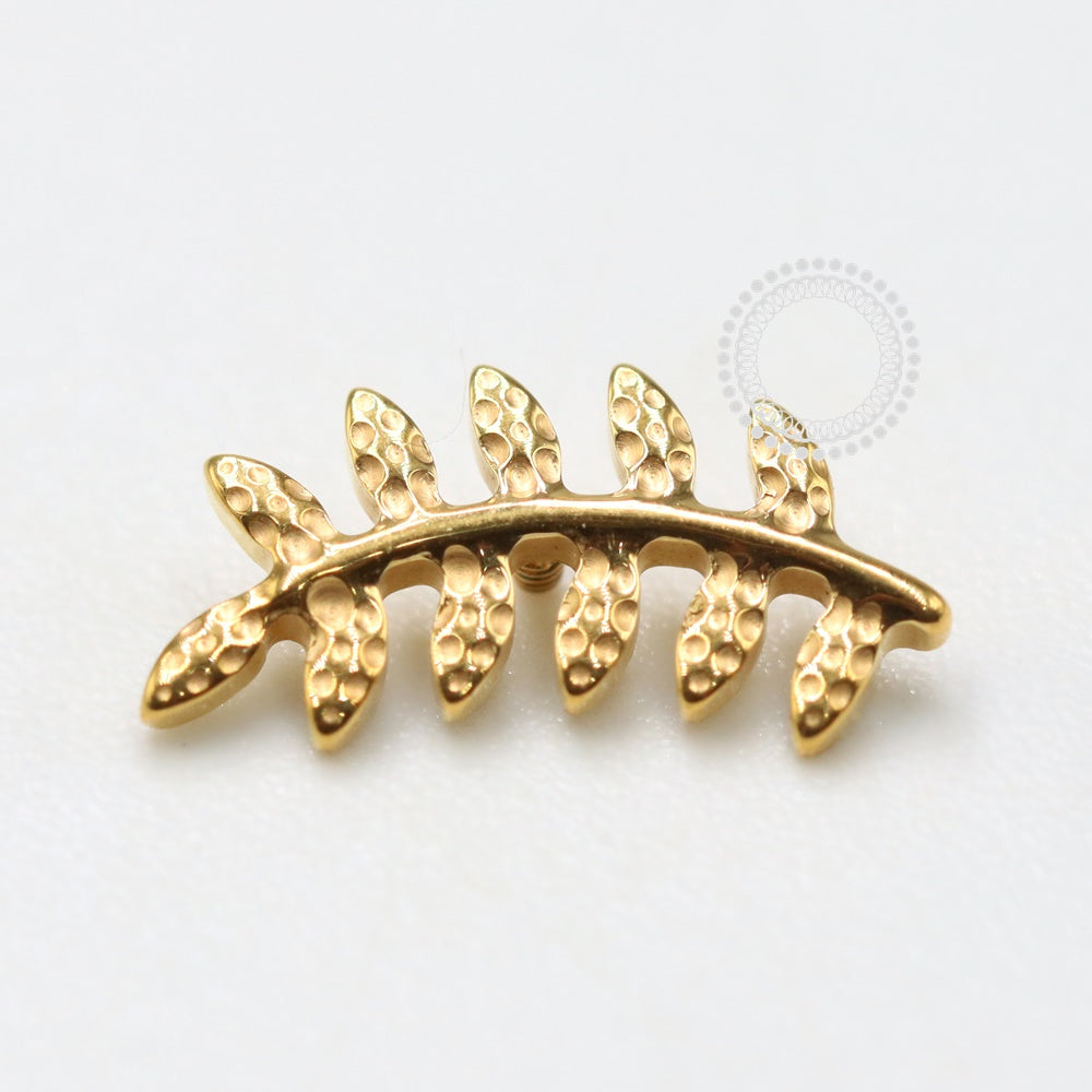 TN1111 Hammered Leaves Branch Top Titanium PVD Gold