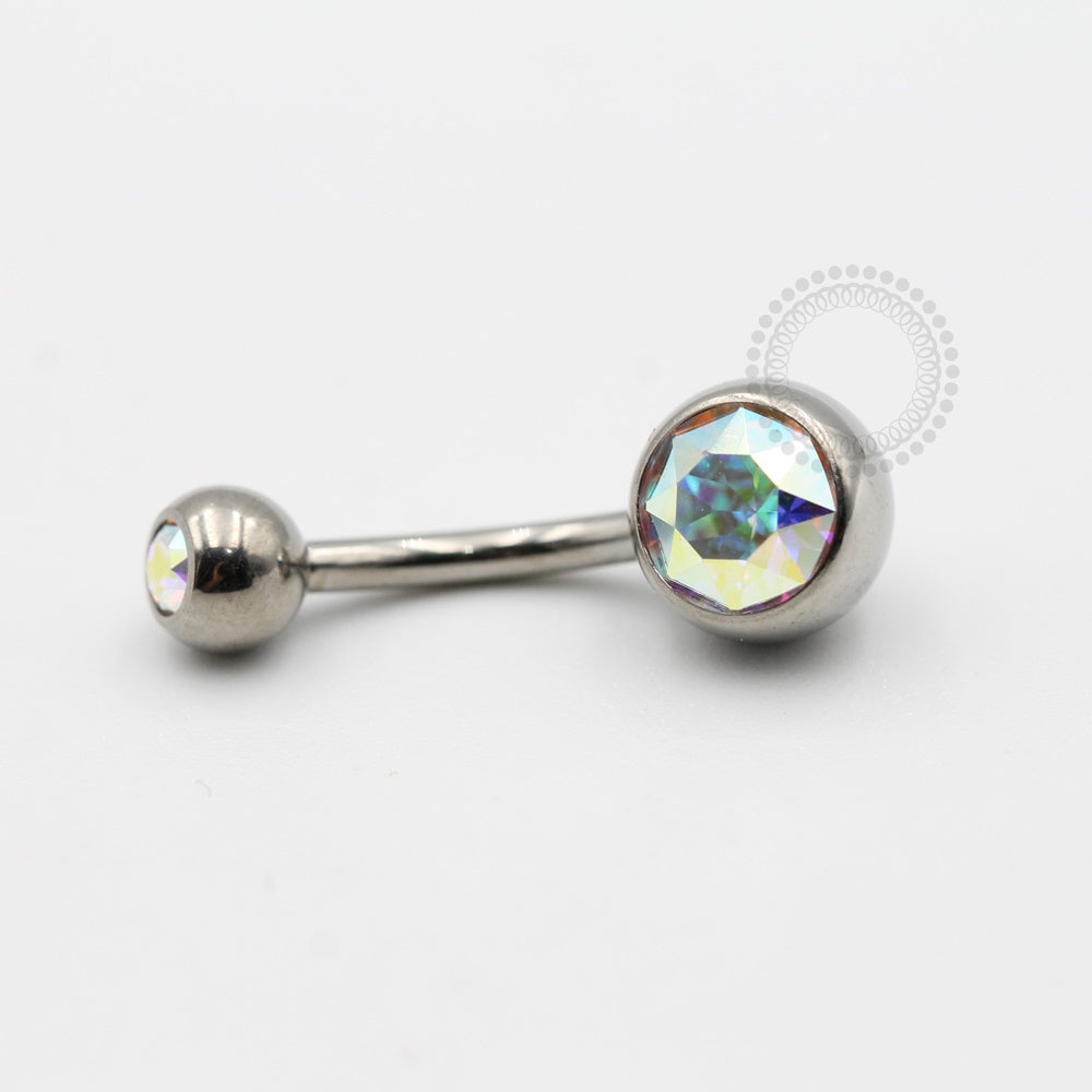 TN99 Navel Piercing Traditional Stone CZ Boreal Titanium