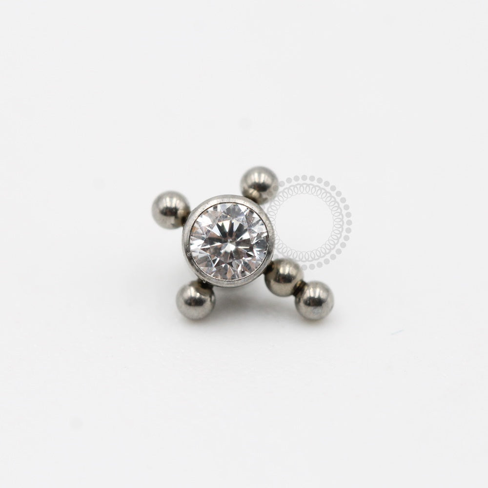 TN327 Cross Top Balls With CZ Titanium