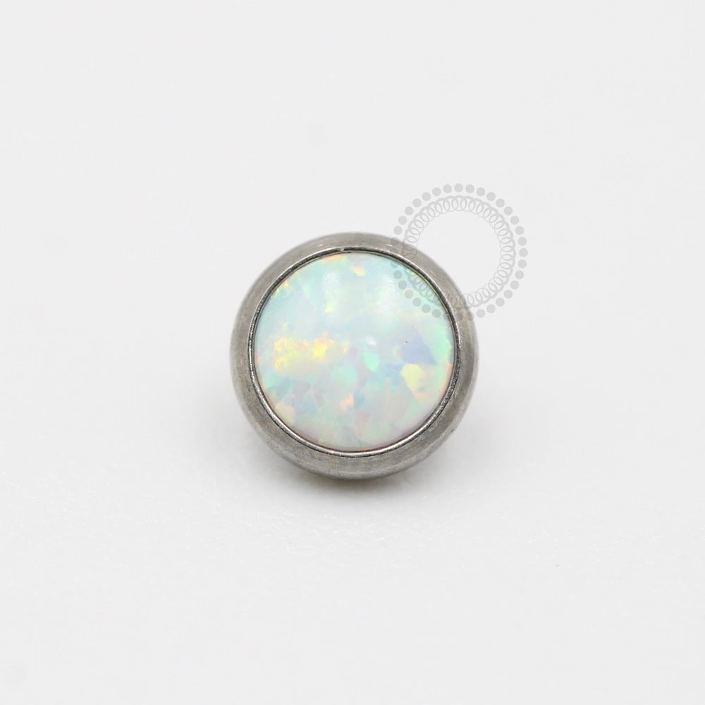 TN1133 White Opal Stone Topper Titanium ASTM F-136