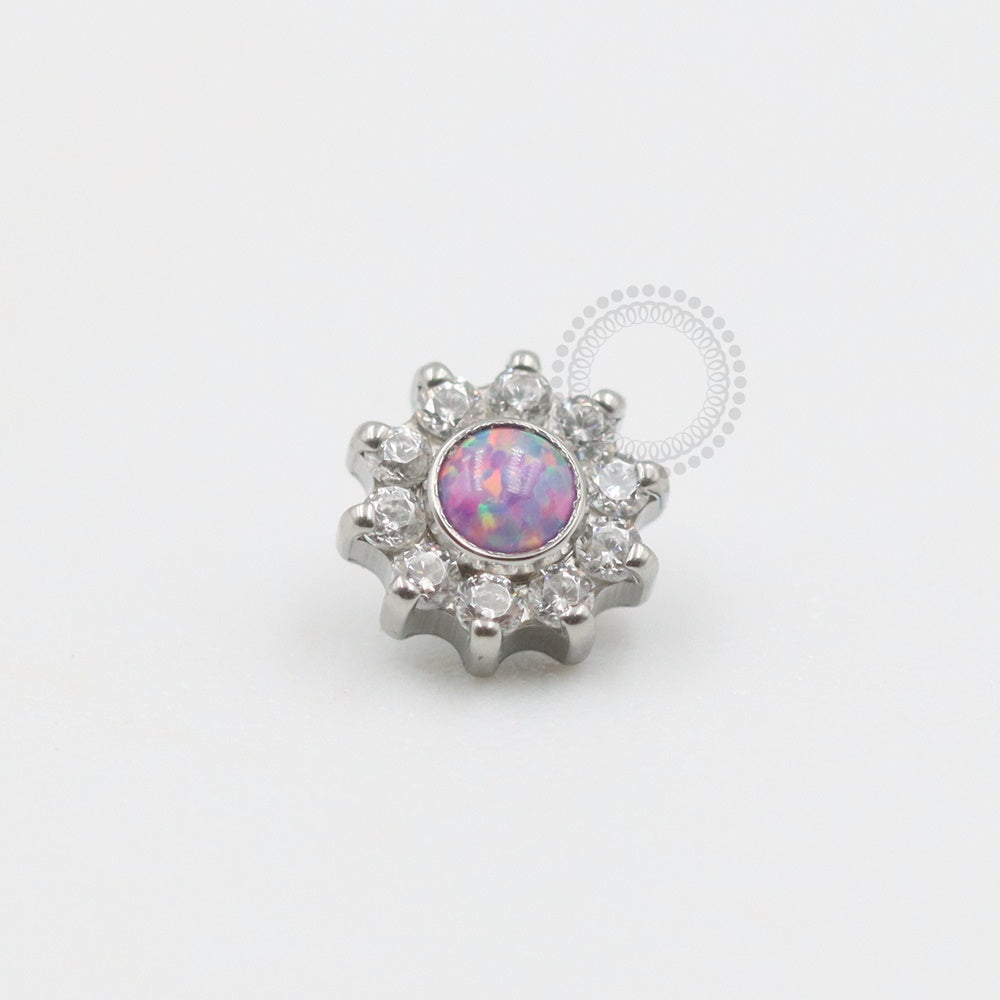 TN505 Topo mini flor CZ Miolo Opala Titânio