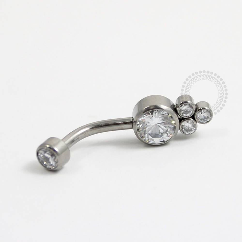TN242 Navel Piercing Flat Stone 3 CZ Titânio