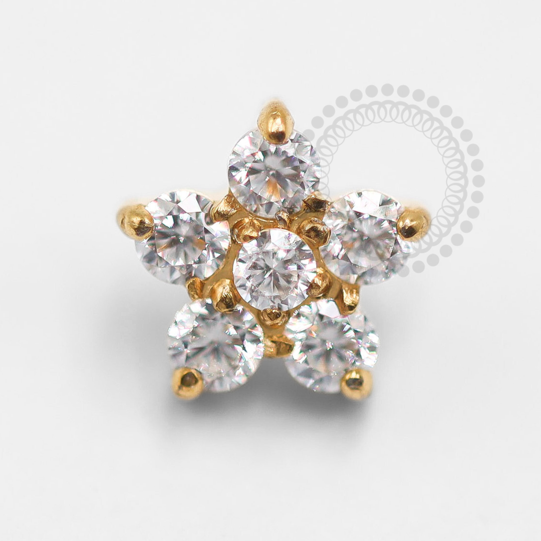 TN1363 Flower Top Zirconia Titanium PVD Gold