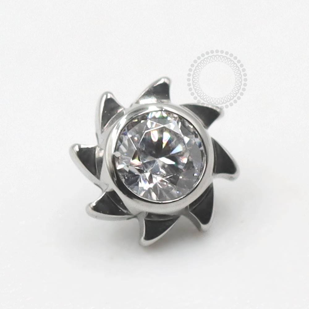 TN826 Solitaire CZ Titanium Studded Top