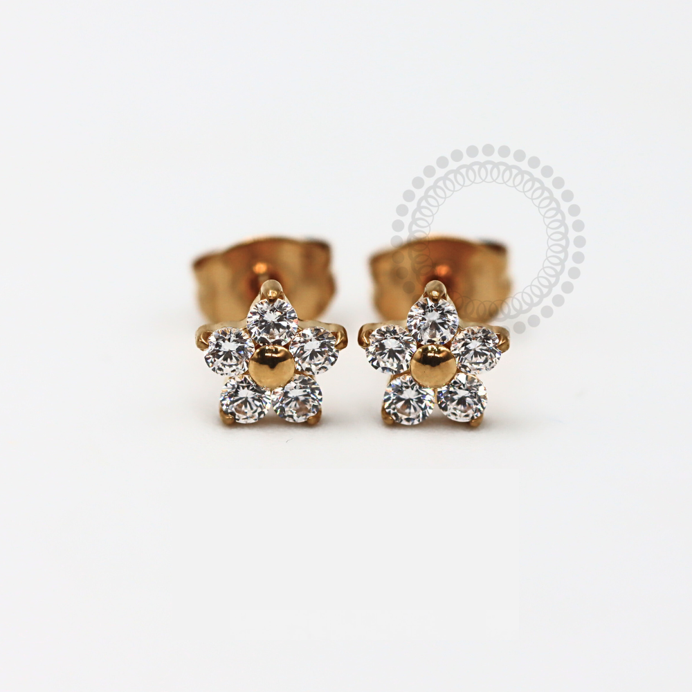 TN1157 Flower Earring Titanium PVD Gold