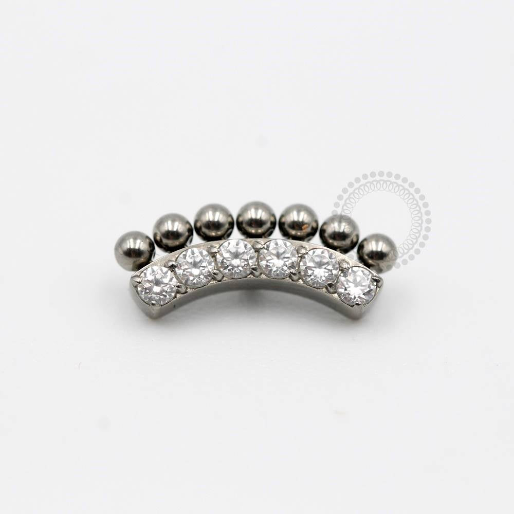 TN130-1 Cluster Top 6 CZ Crystal With Titanium Beads