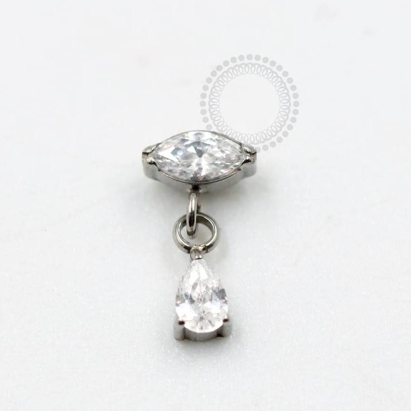 TN967 Top Shuttle Zirconia Pendant Drop Titanium
