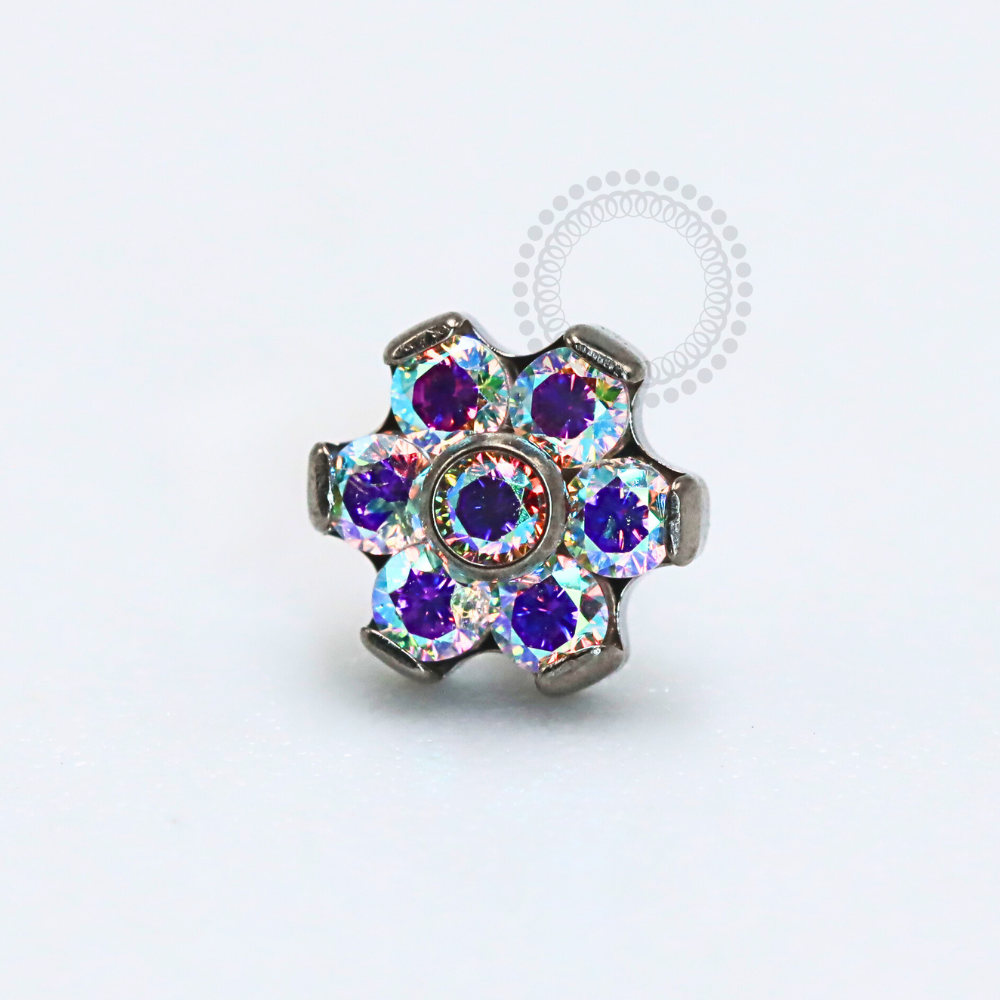 TN1144 Flower Top Model 2 Push Pin CRYSTAL Titanium ASTM F-136