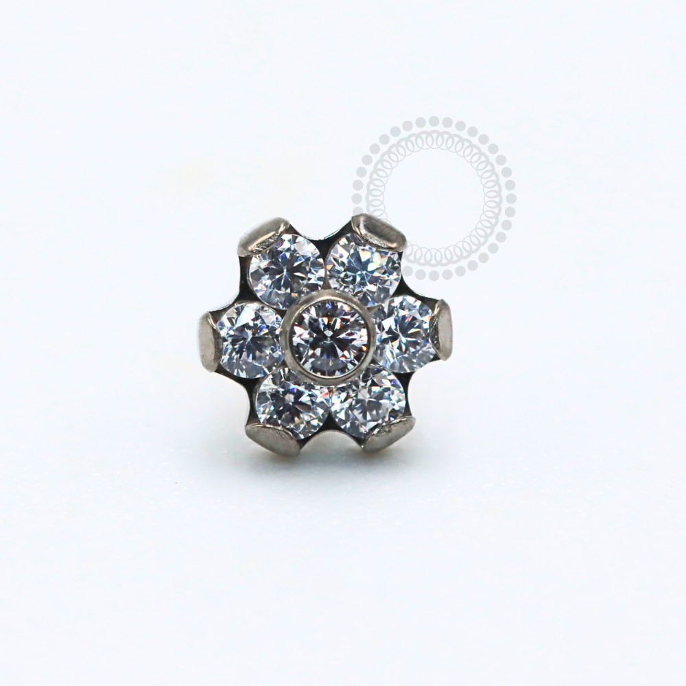 TN1144 Flower Top Model 2 Push Pin CRYSTAL Titanium ASTM F-136