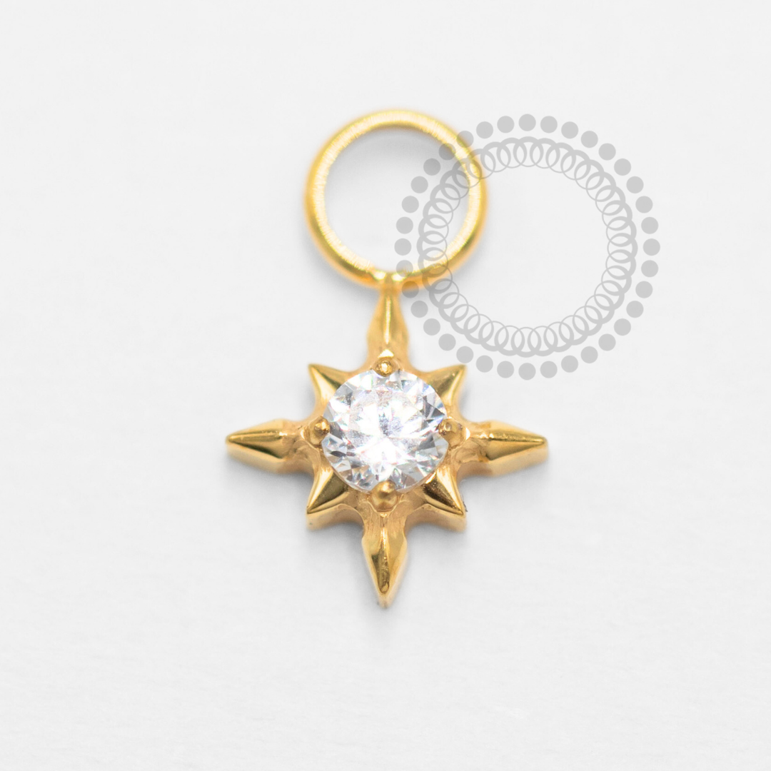 TN1652 Pingente Estrela do Norte CZ Titanio PVD Gold