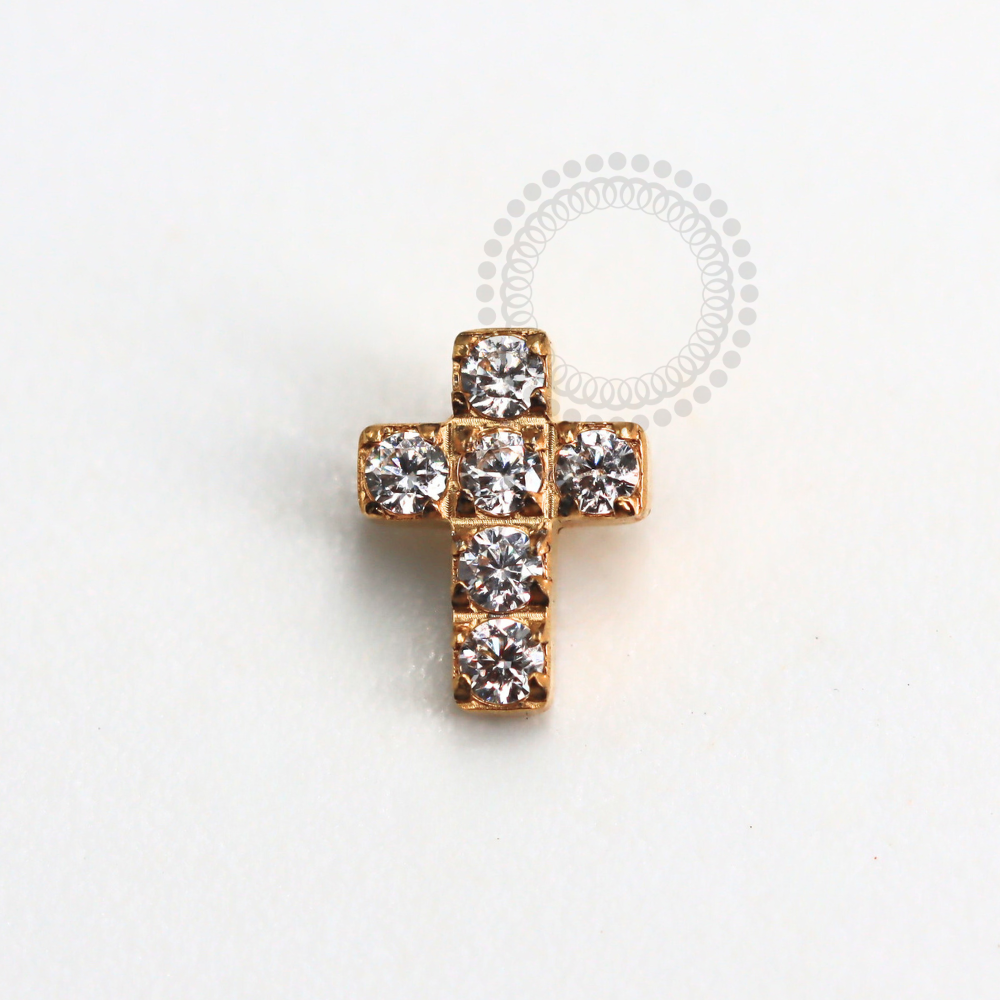 TN1161 Titanium PVD Gold Studded Cross Top