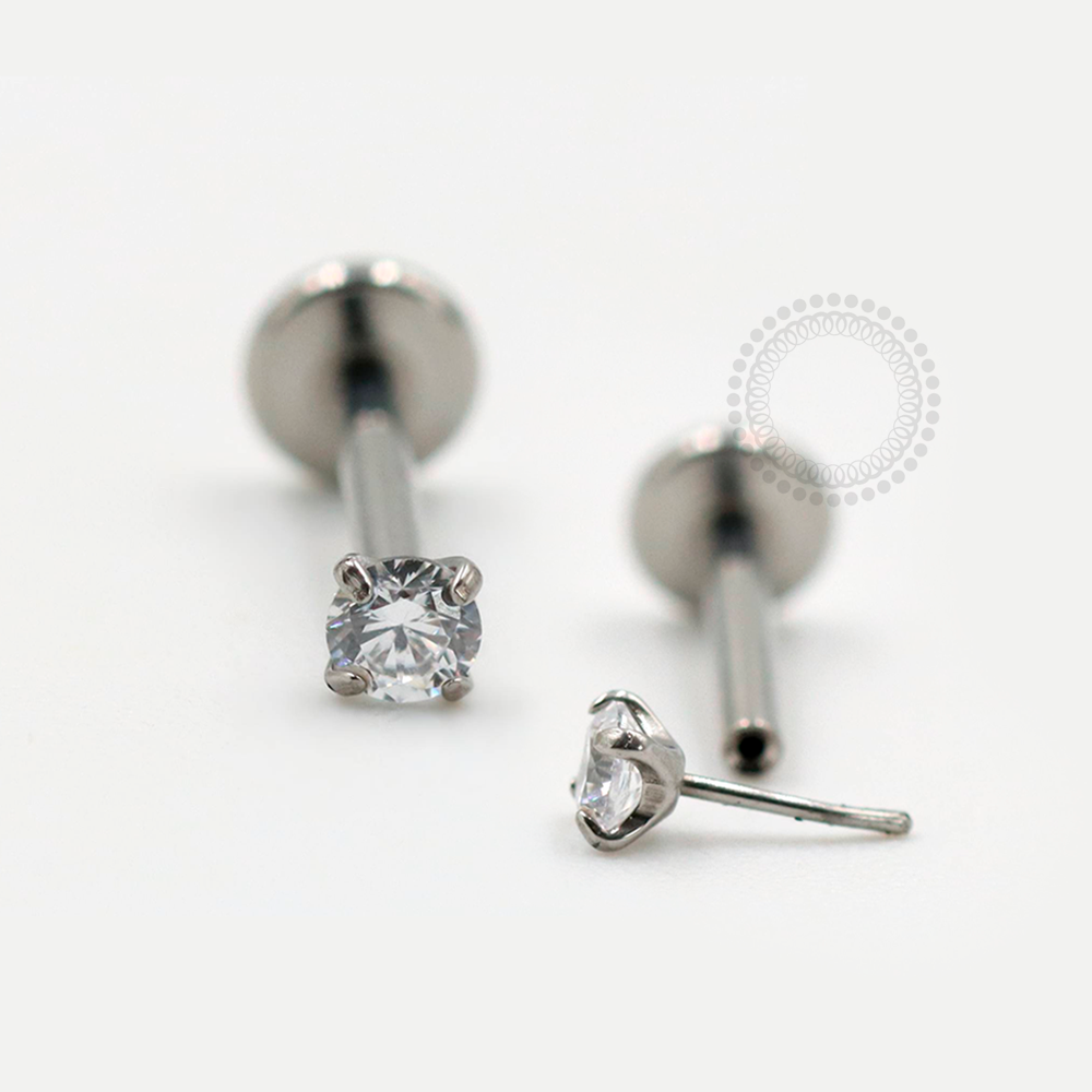 TN806 Labret Push Pin Light Point Zirconia Titanium