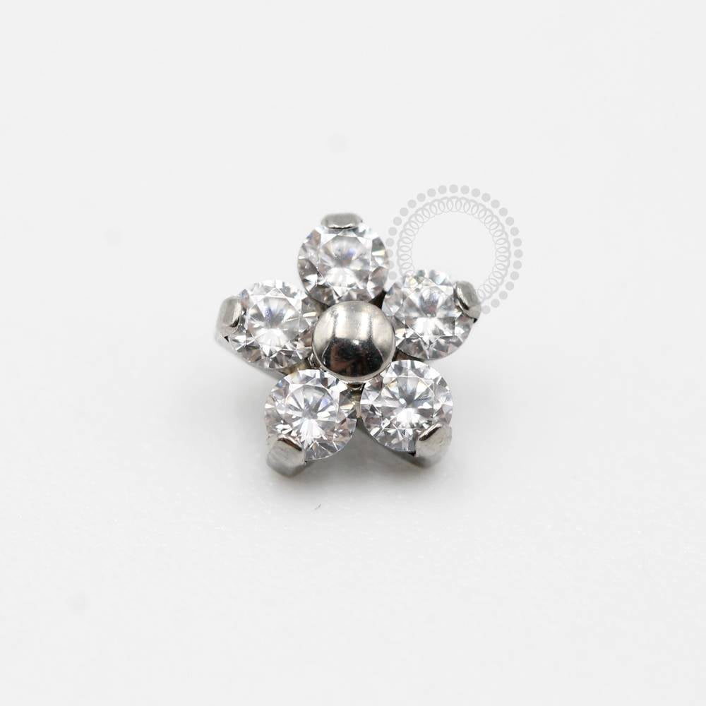 TN278-1 Flower Topper CZ Crystal Titanium Core