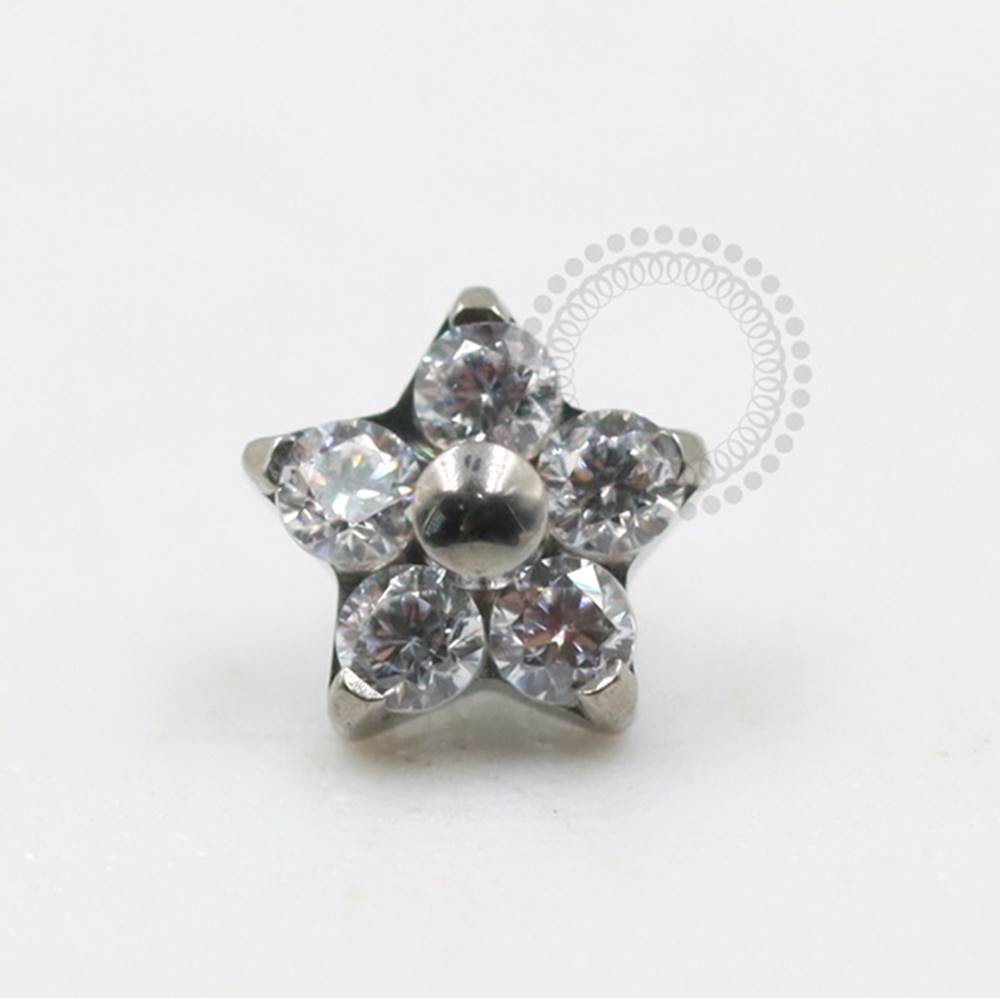 TN294-1 Mini Flower Topper CZ Crystal Titanium