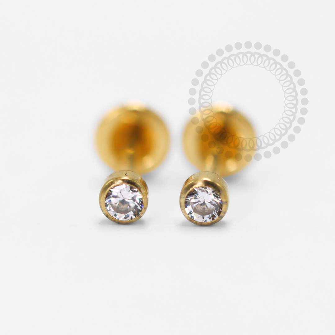 TN1377 Zirconia Crystal Titanium PVD Gold Earring