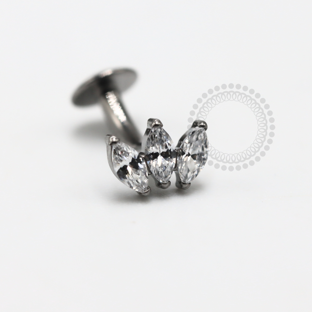 TN1150 Navel Push Pin 3 Petals Titanium ASTM F-136
