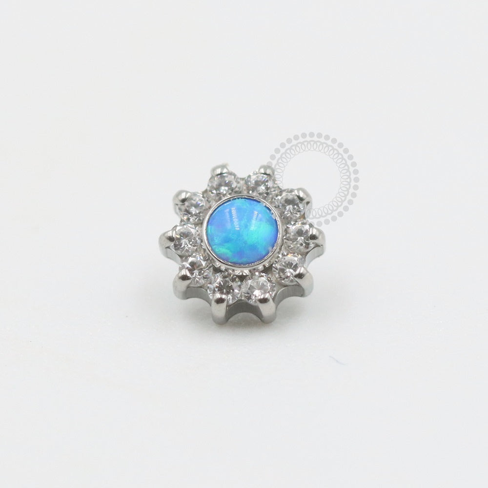 TN505 Topo mini flor CZ Miolo Opala Titânio