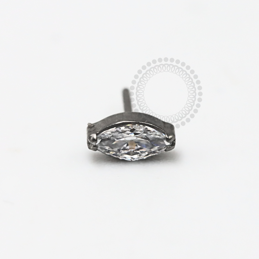 TN1155 Top Push Pin Navete Crystal Titanium ASTM F-136