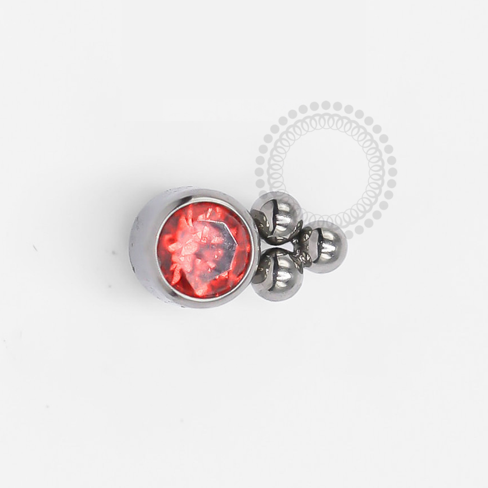 TN1261 Ruby Stone Topper 3 Mini Titanium Spheres ASTM F-136
