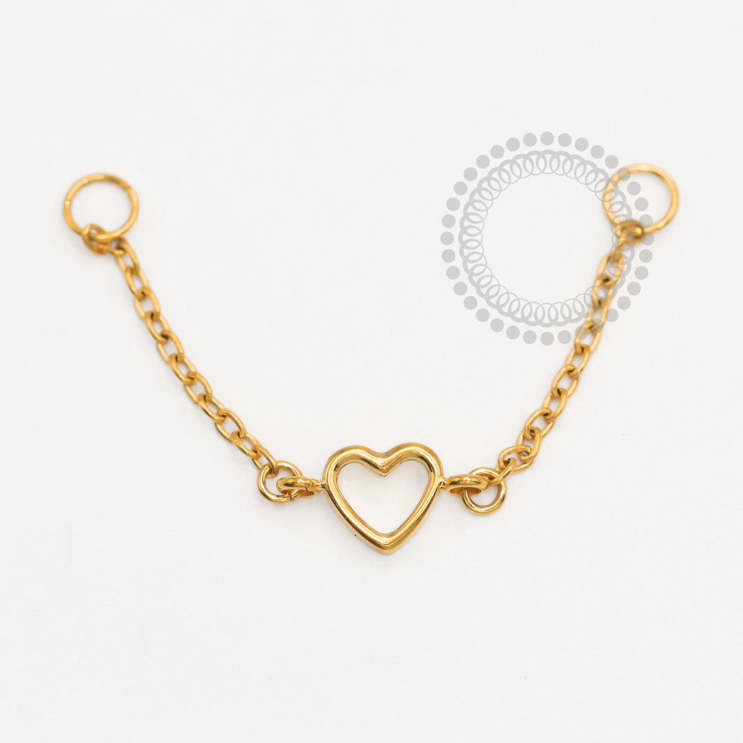 TN1874 Titanium PVD Gold Central Heart Chain