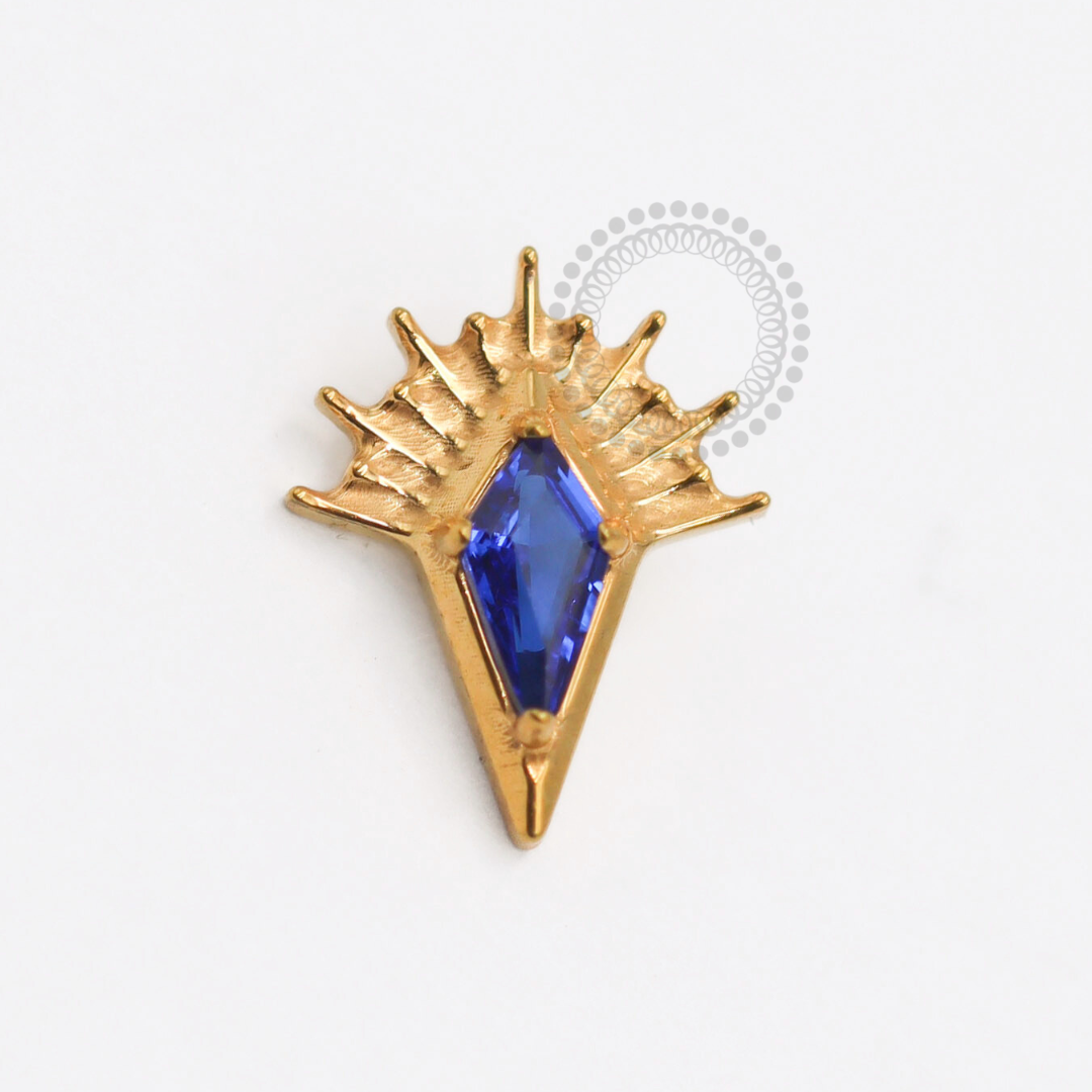 TN1809 Topo Losango Lux Azul Titânio PVD Gold