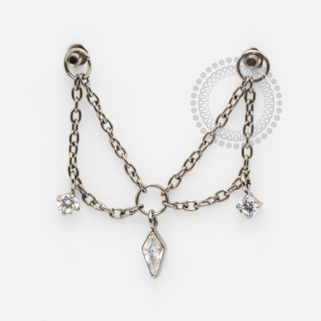 TN1872 Navette Pendant 2 CZ Titanium ASTM F-136
