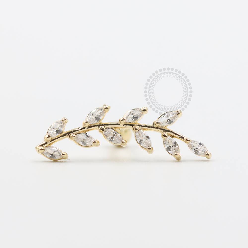 OR39 Microbell Galho 10 Navetes Ouro 18K