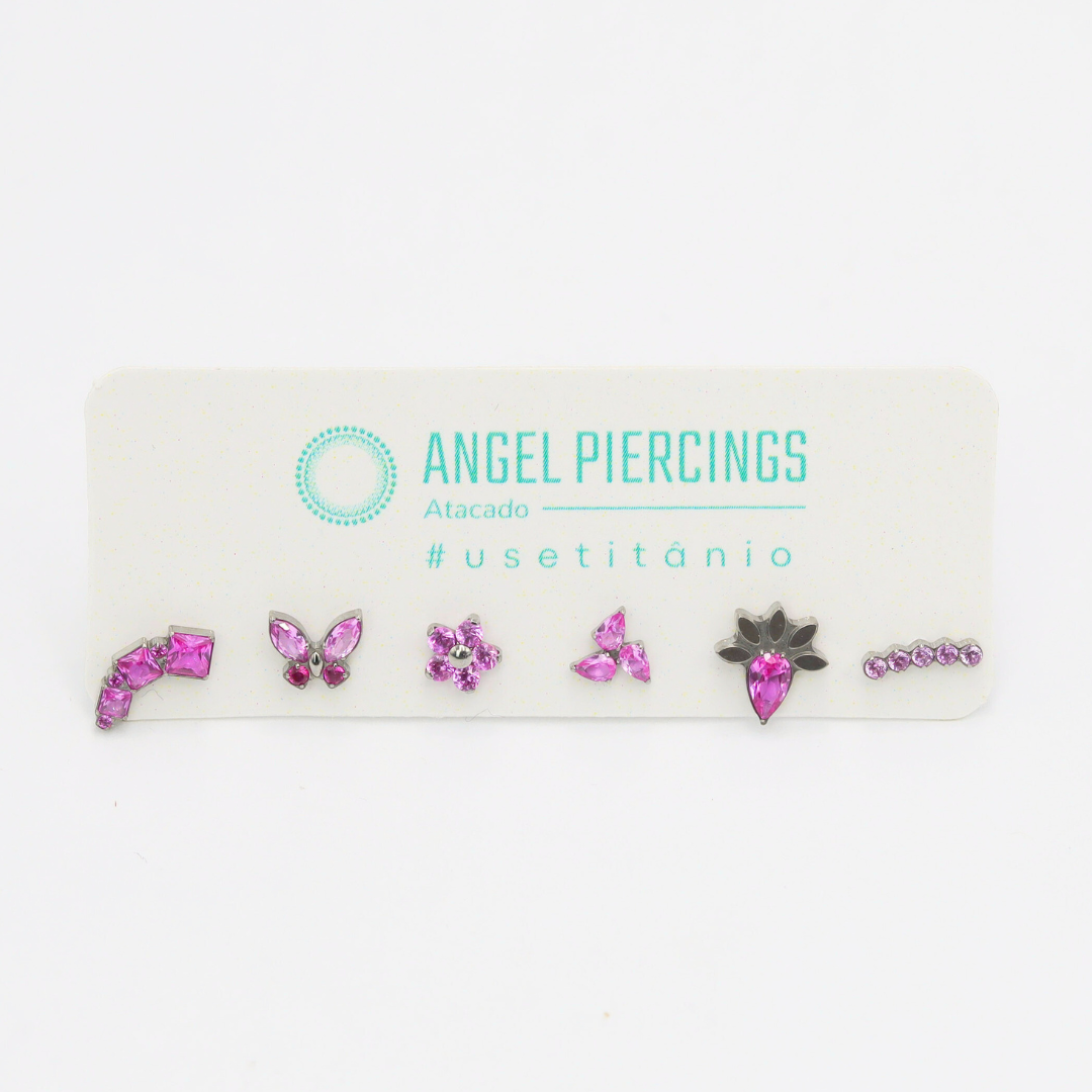 KOR09 KiT Labret Rosa Titânio ASTM F-136