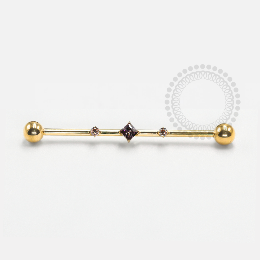 TN1216 Transversal 3 Ziconias Titânio PVD Gold
