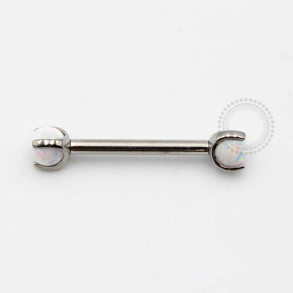 TN314 White Opal Ball Nipple with Internal Thread, Titanium, ASTM F136