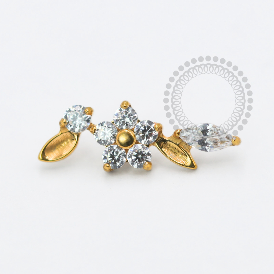 TN1768 Topo Ramo De Flor Delicado Titânio PVD Gold