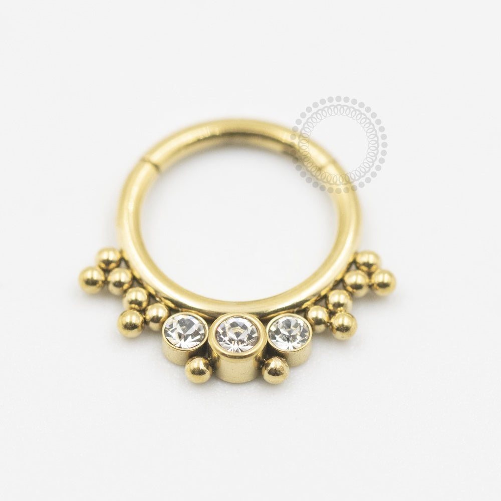 PVD55 Articulated Segment 3 Stones With Steel Balls Pvd Gold