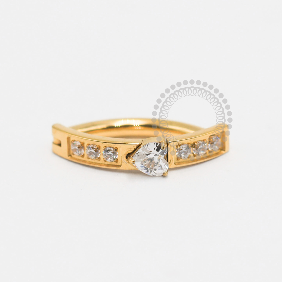 TN1879 Navel Belly Clicker Heart CZ Titanium PVD Gold