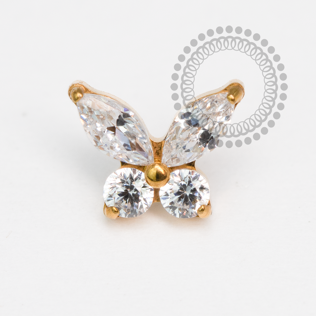 TN2074 Topo Borboleta Detalhada Titânio PVD Gold