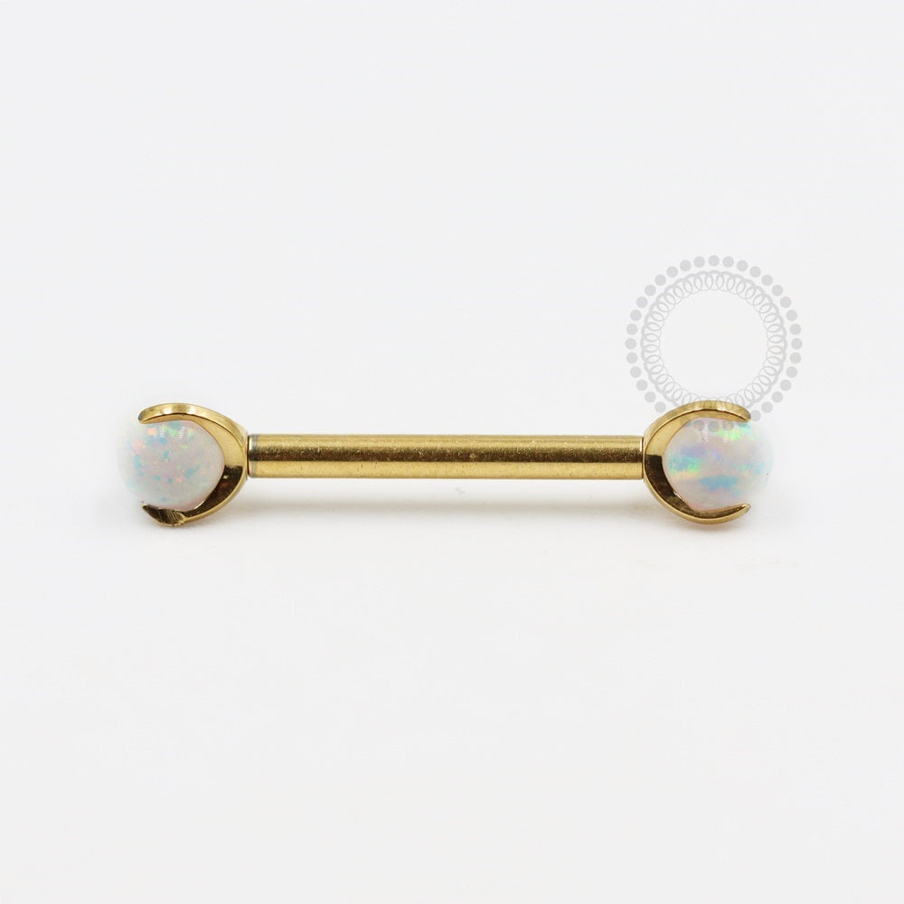 TN699 Nipple Jewelry Synthetic Opal Titanium PVD Gold