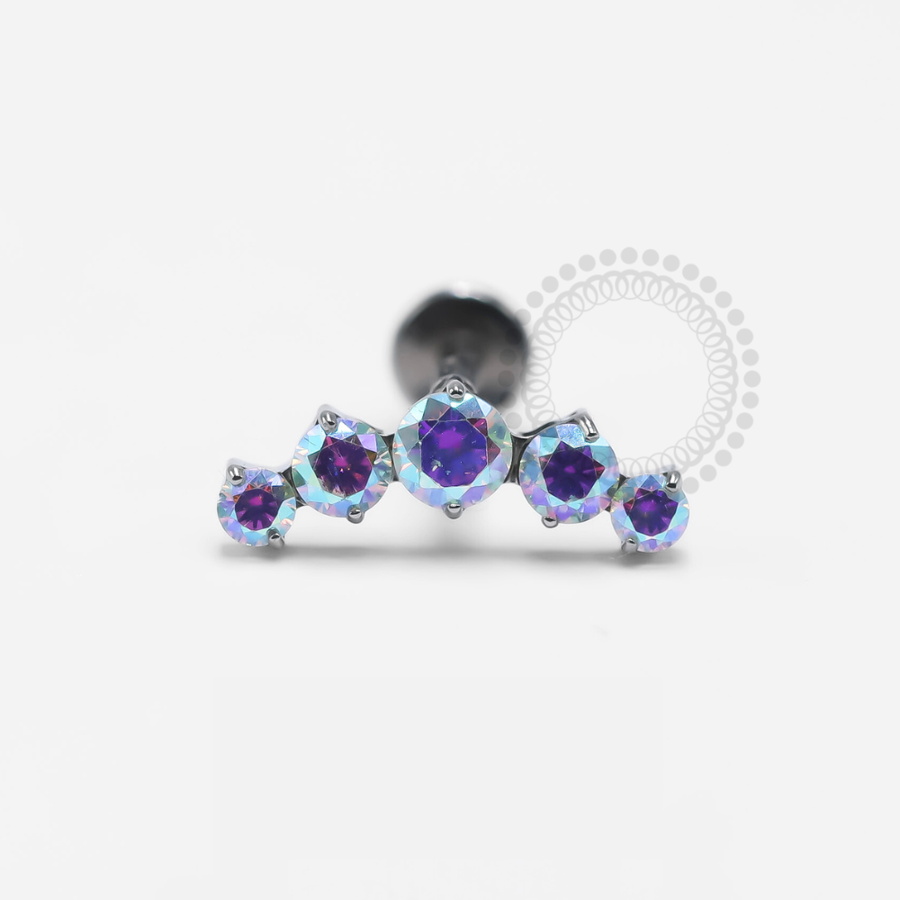 PB129 Labret Cluster Crystal Studded 316L Steel