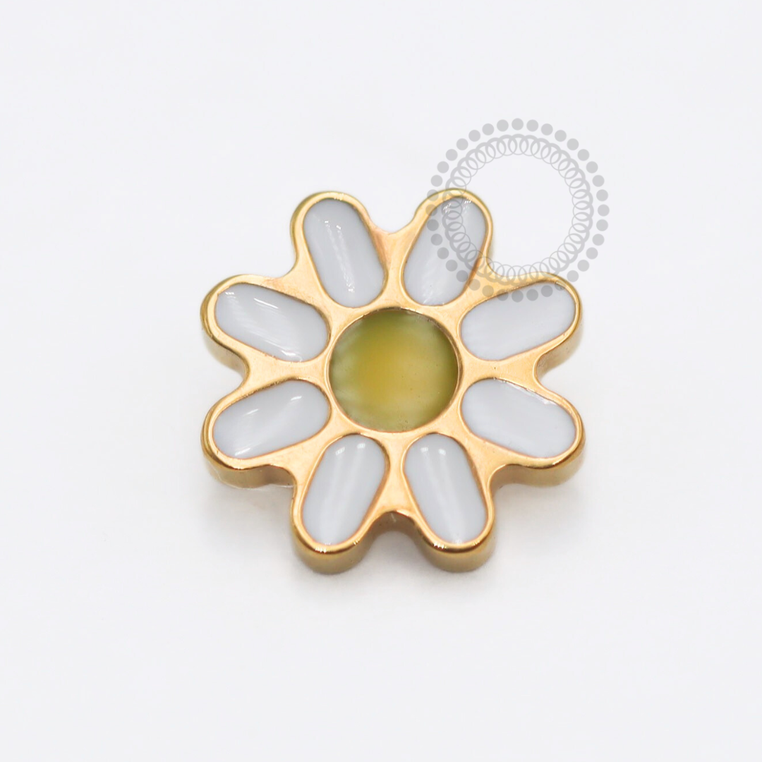 TN1813 Topo Margarida Resinada Titânio PVD Gold