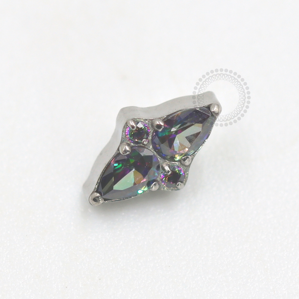 TN679 Top CZ Vitrail Moyen Titane