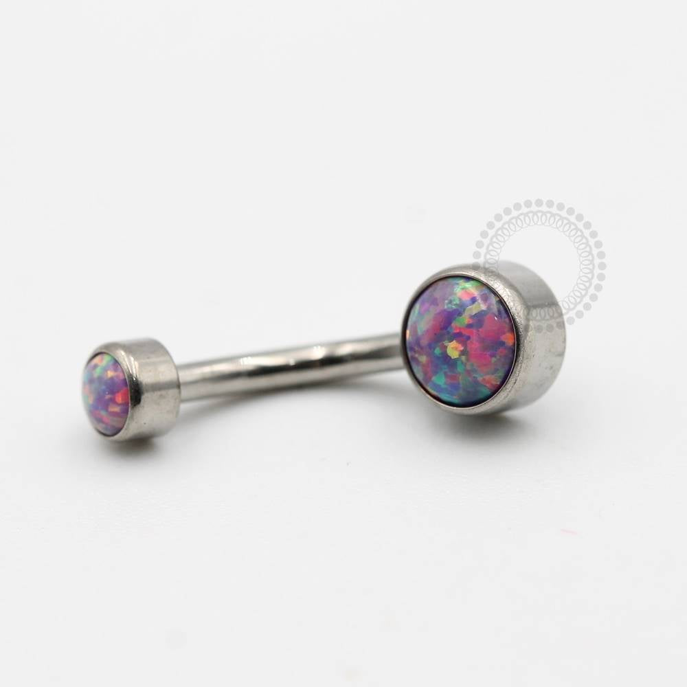 TN85 Navel Synthetic Opal Flat Titanium ASTM F136